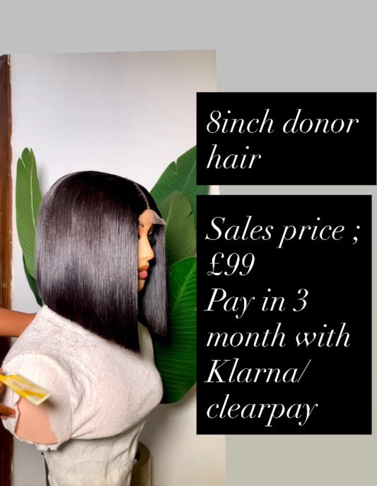8inch bone straight donor hair