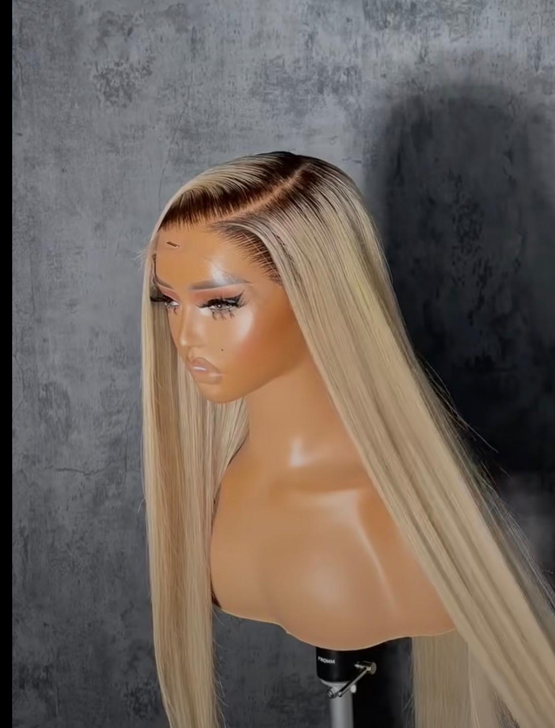 20inch virgin Brown root Blonde wig